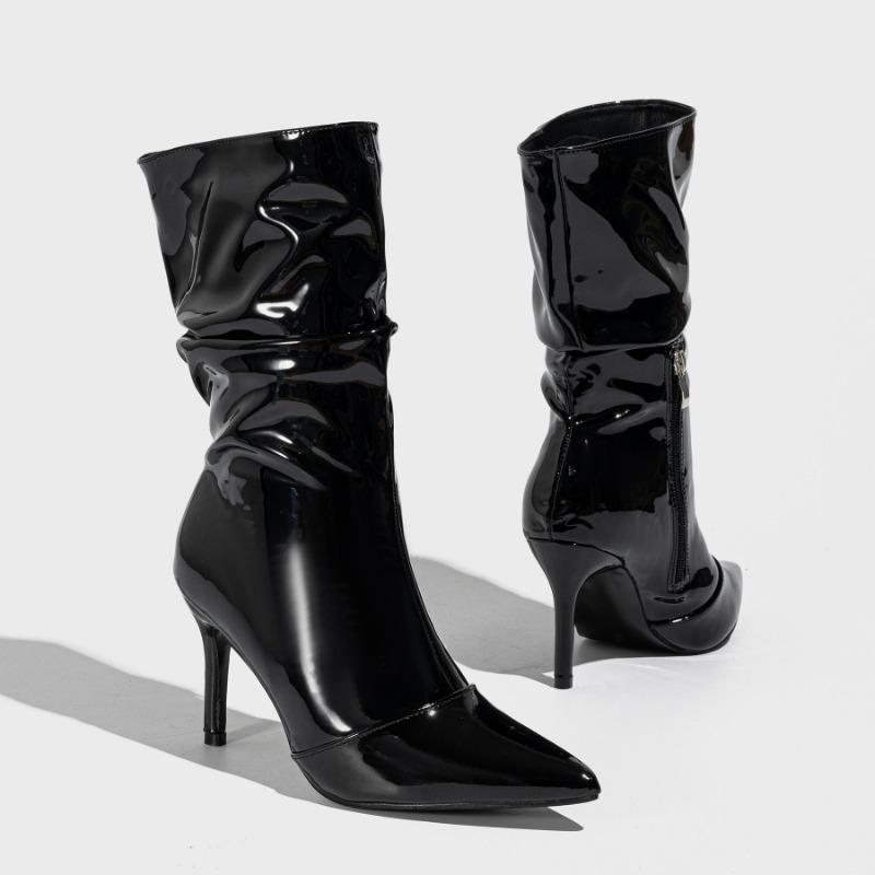 Thin Heeled Short Boots for Fashionable Outdoor Fashion Shows, Pointed and Simple Women's Boots 35-42 Womens Shoes