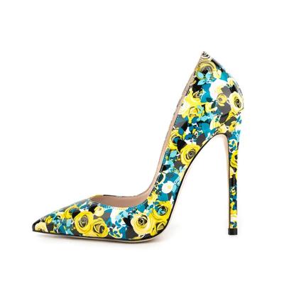 Sommer Damen High Heels Indoor Fashion Print Designer Home Stiletto Sandalen PU Leder Elegante spitze Zehen Damen High Heels