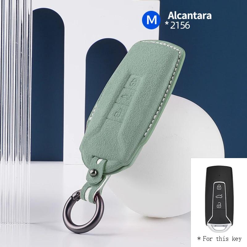 Styling Mouldings High-quality Car Key Protection Shell Suede for For VW Volkswagen Touareg 3 Button 2018 - 2021 Auto Key Case C