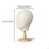 Fabric Mannequin Head with Wooden Stand Freestanding Wood Base Countertop