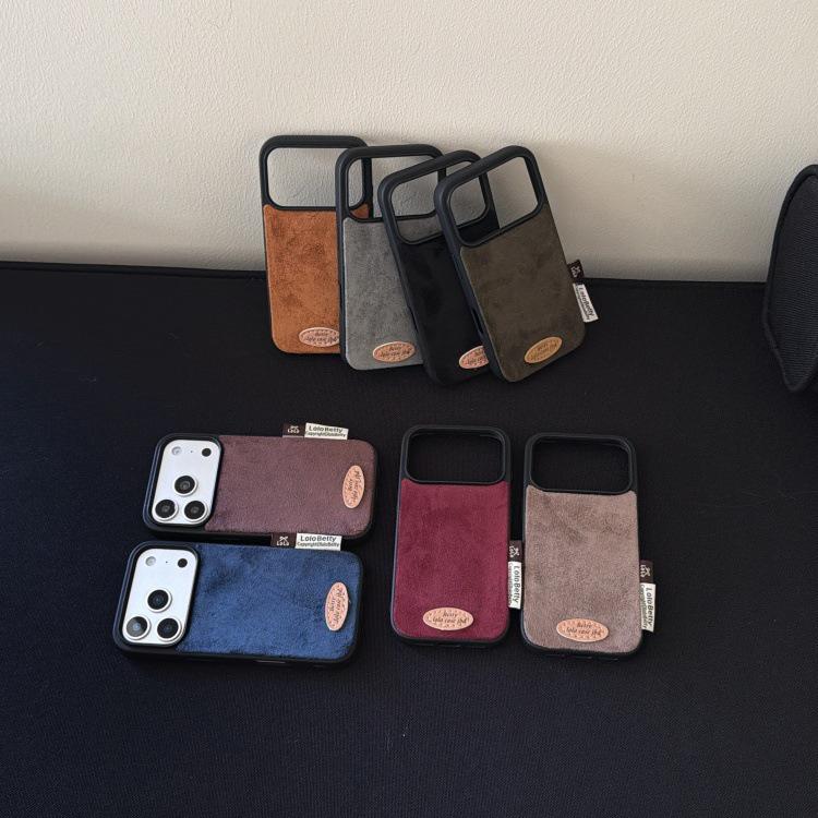 Autumn/Winter Retro Solid Suede Plush iPhone 17 Pro Max/16P/15/14 Case