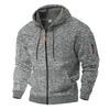 Cross-border American heavyweight velvet men's retro cationic tooling pocket hooded zipper trendy sports sweater men