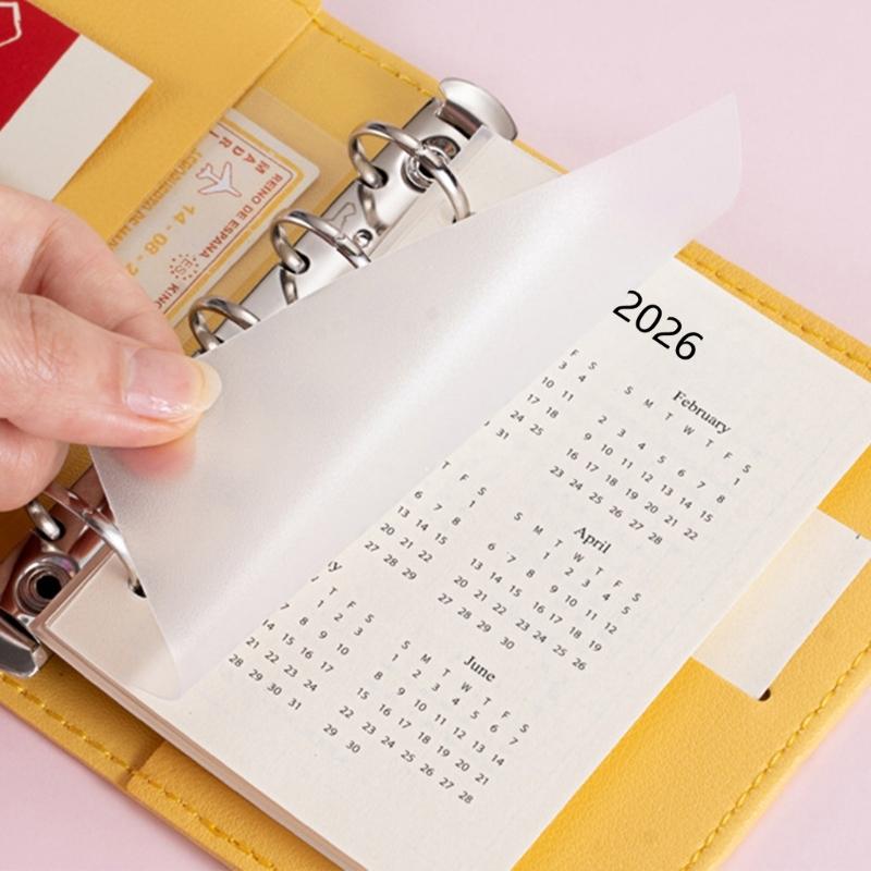 Nachfüllbares 5-Loch-Notizbuch mit 50 Blatt Nachfüllpapier 12,3x9,8CM Leder 5 Ringe Binderhüllen mit Innentasche