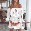 2026 European and American cross-border Amazon independent station sexy fashion one-word shoulder printing dress women's clothing, spot