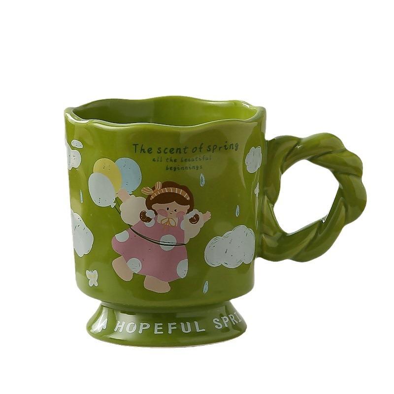 Cute Tall Mug Girls Water Cup Home Office Cup High Value Ceramic Cup Breakfast Cup Men