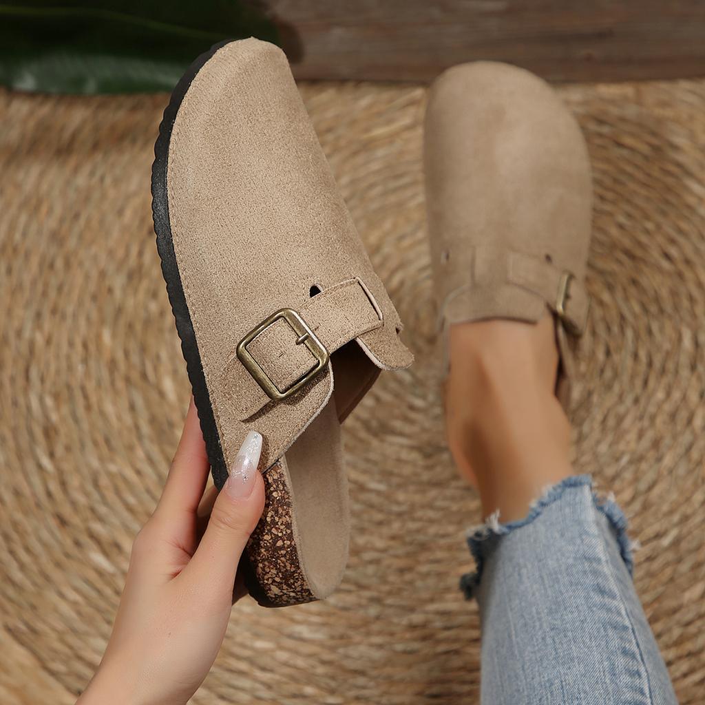 Fashion Women Closed Toe Flat Slippers Summer New Cork Platform Shoes for Women Casual Clogs Slippers Outdoor Flats Sandals Slides Women