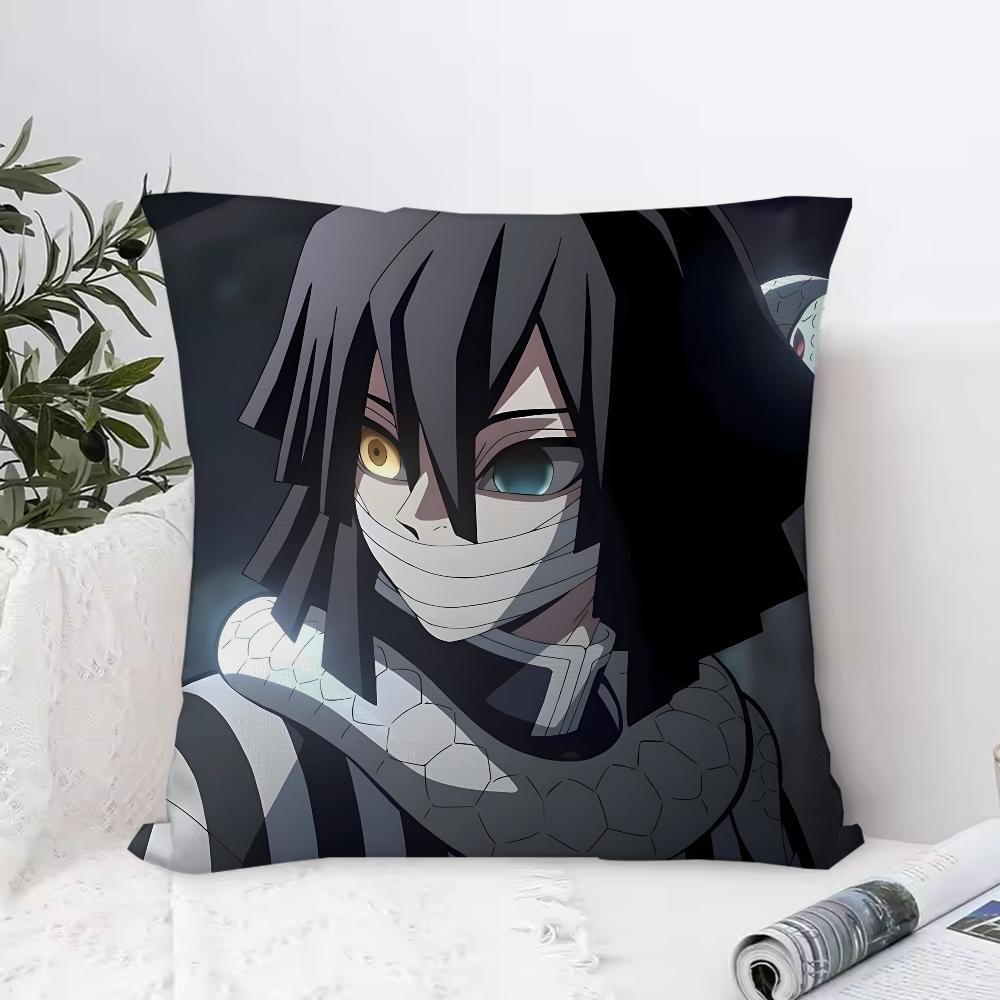 D-Demon S-Slayer Anime Iguro O-Obanai Pillow Case Pillowcase Anti-dustmite Pillow Invisible Zipper Silky Short Plush Sofa Cushio