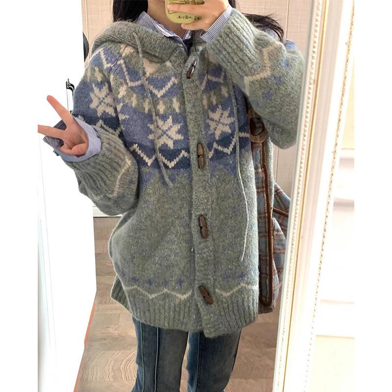 Two Piece Skirt Sets Women Sweaters Full Sleeve Thick Pullovers Splice Loose Casual Long Skirts A Line Knit Suits High Waist