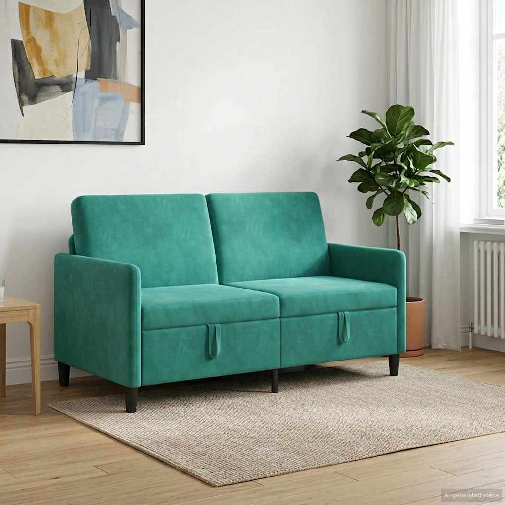 Turquoise Storage Sofa 152 X 78 X 87 Cm Polyester