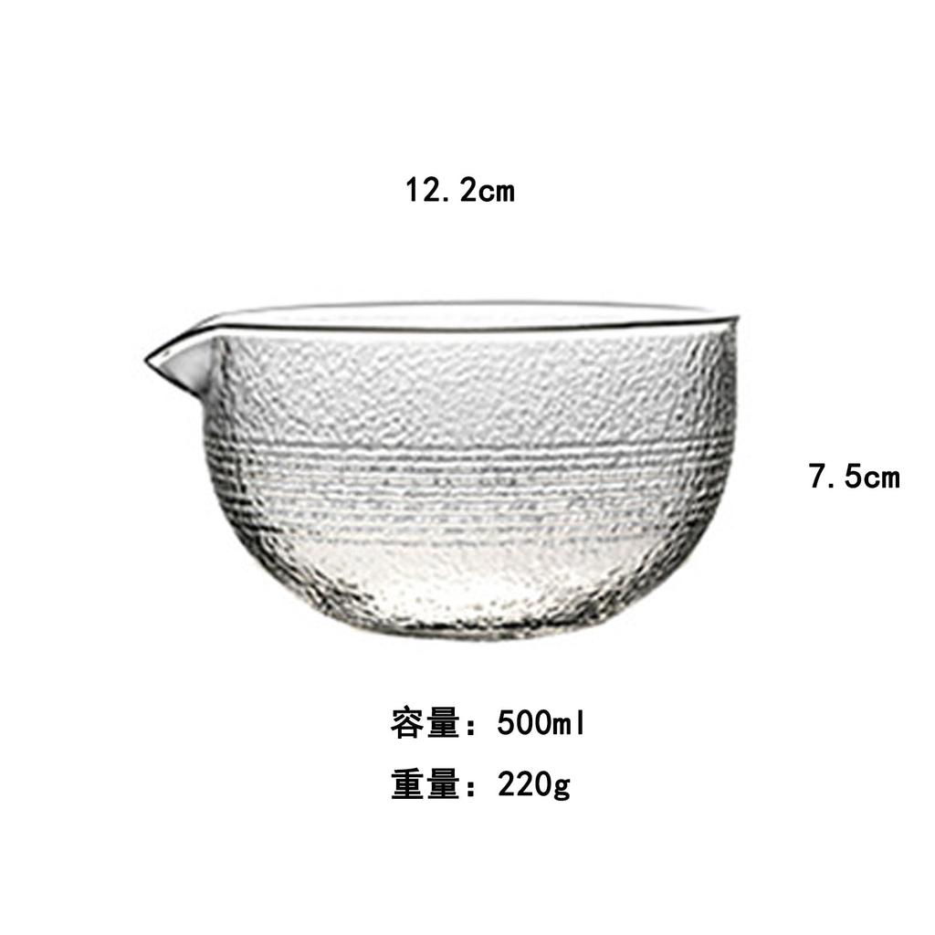 MiniMood Herbata Matcha 500ml Przezroczysta Tradycyjne Rzemiosło Idealna do Herbaty Herbata i Miseczka w Japońskim Stylu, Szkło Żaroodporne, Średnica 12,2 cm, Pojemność,