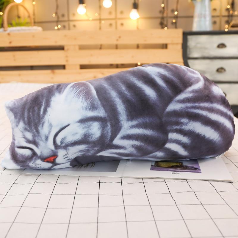 Cute cat dog animal pillow simulation creative strip sleeping pillow doll children plush toy bed