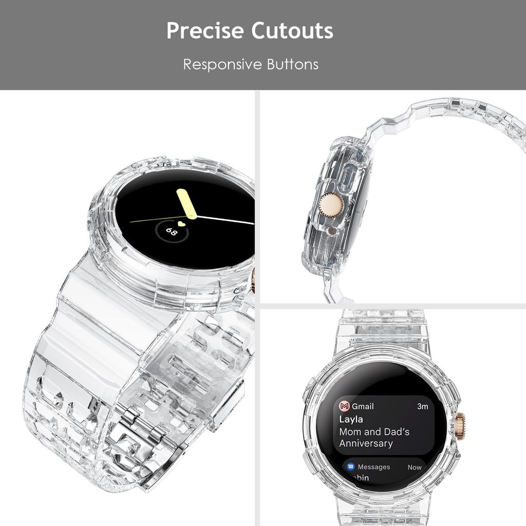 Transparent Case+strap For Google Pixel Watch 4 3 2 41mm Accessories Sport Smartwatch Soft TPU Bracelet Correa Pixel Watch Band