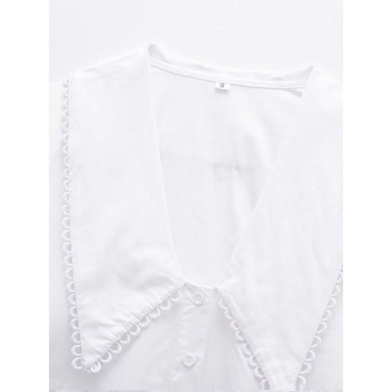 Kaslead New Arrival Women's Fashion Style Fashion Casual Versatile Peter Pan Collar Poplin Long Sleeves Shirt