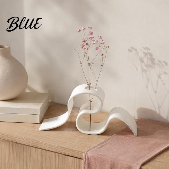 Living Room Plant Shelf 3D Printed Dried Flower Stand Curved Ribbon Vase Decorative Holder Bedroom Container Artificial Display Rack for