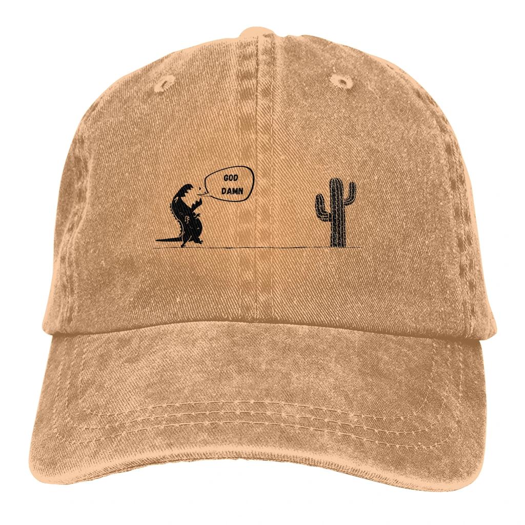 Adjustable Solid Color Baseball Cap Trex Cactus Washed Cotton Trex Cactus Offline Funny Games Sports Woman Hat