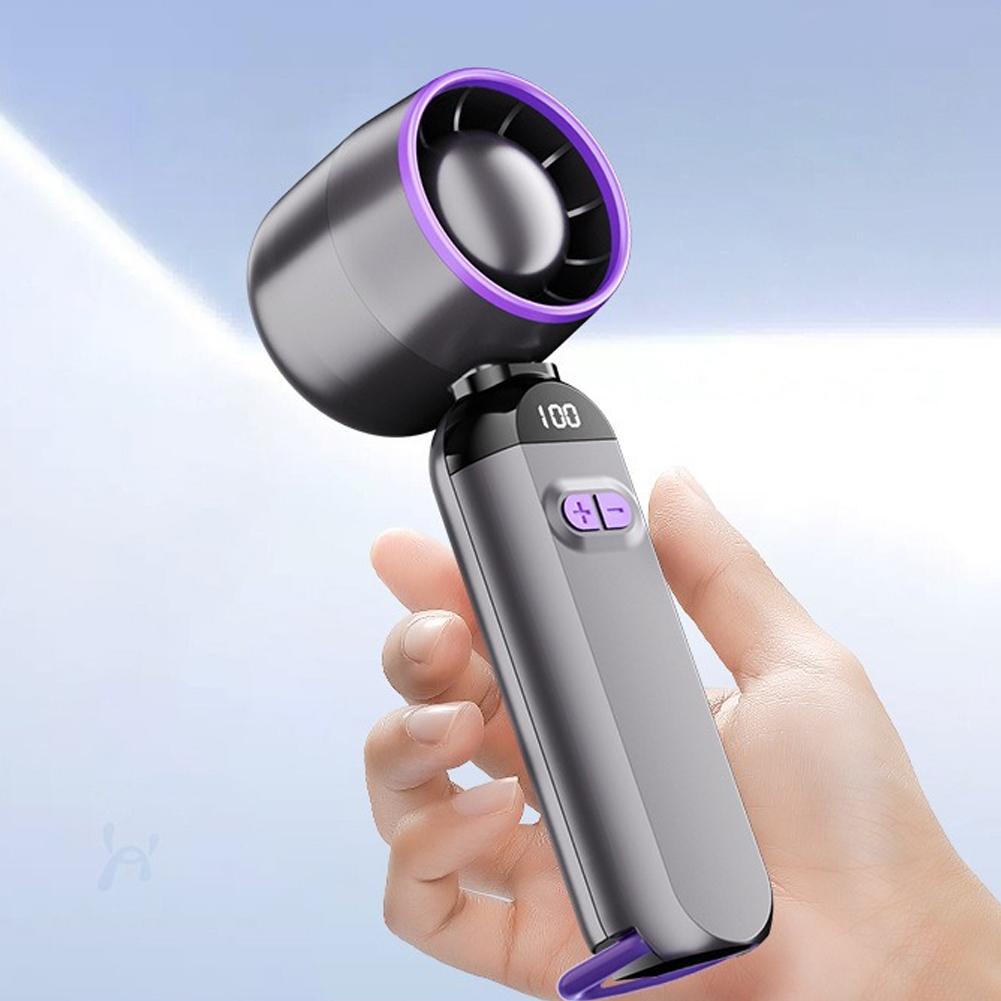 Handheld Turbo Fan LED Digital Display High-Speed Folding Fan Adjustable Cooling Fan for Camping Hiking Outdoor Activities