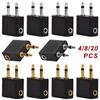 4/8/20Pcs 3.5mm Plug Jack Gold-plating/Nickel-plating Connector for Airline Travel Earphone Adaptor Audio Headphone Converter