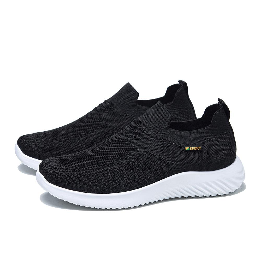 

Sports men s shoes fashion student casual shoes sneakers spring fly-woven men s sports shoes 44 чёрный