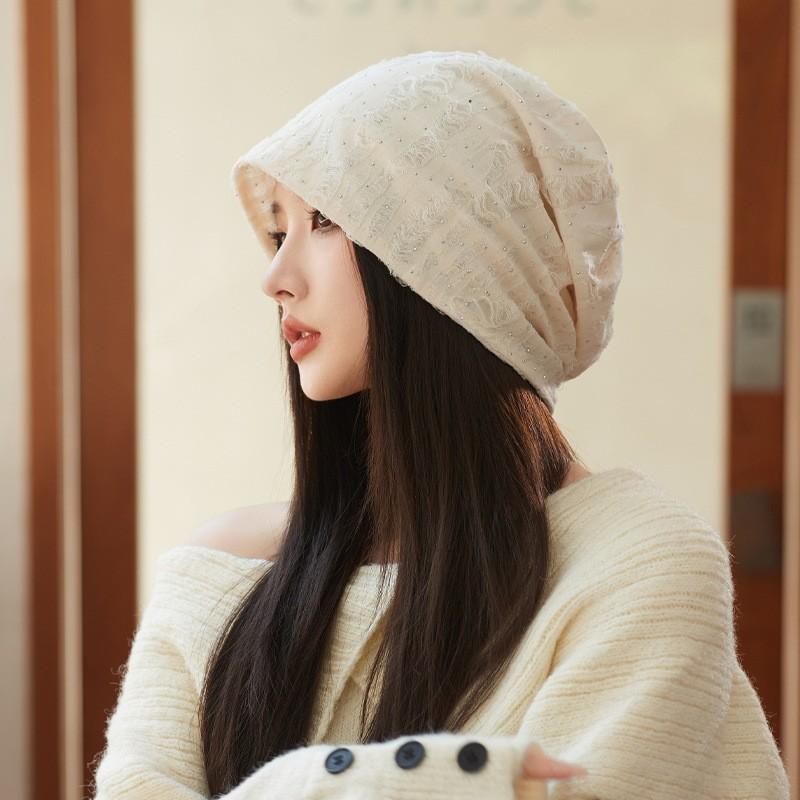 

Autumn Hat Female Gypsy Hole Pile Hat Big Head Circumference Show Face Small Baotou Hat Fashion Versatile Cold Hat One Size
