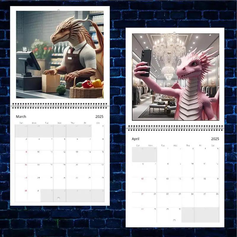 Jobkalender Drachen, 2025 Kreativer Wandkalender Lustiger Drachenkalender Vertikale Monatskalender Für Heimorganisation