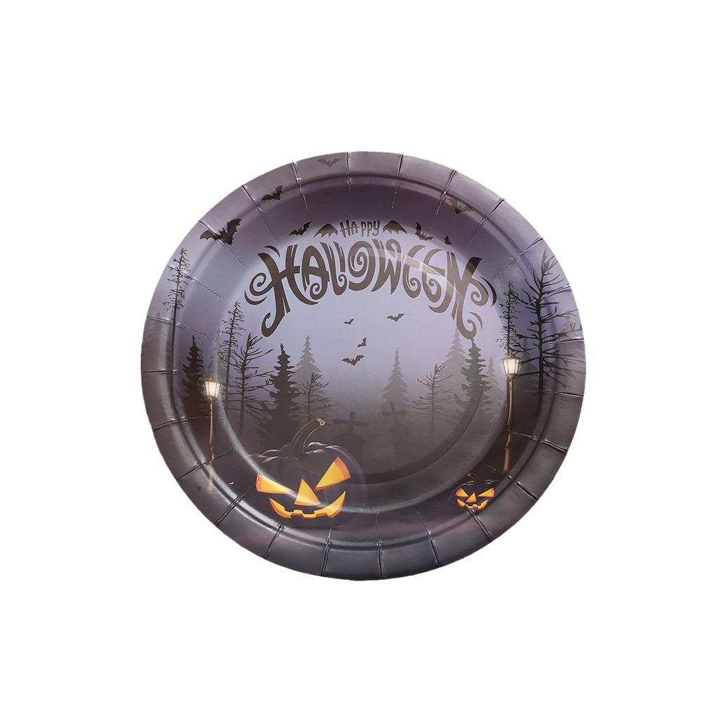 Cross-Border Halloween Party Disposable Plate Set: Pumpkin & Bat Paper Cups and Plates