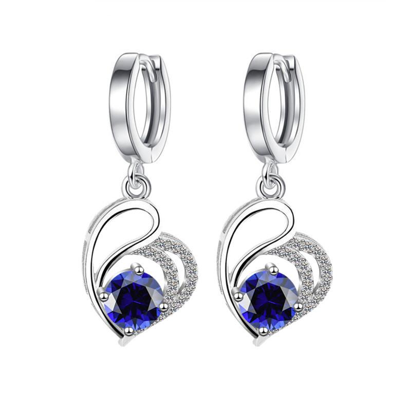 

Серьги с имитацией муассанита и бриллиантами, серьги в форме сердца, женские серьги EK-3