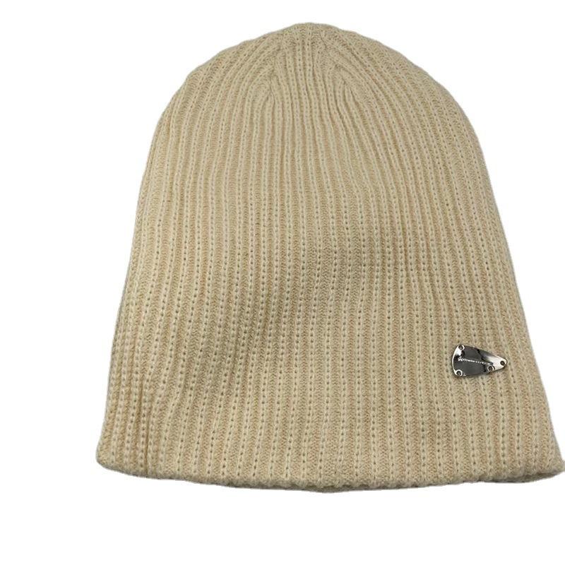 Original Design Showing Face with Small Black Pile Hat for Women with Autumn Versatile Wool Cold Hat Bag Head Hat Knit Hat