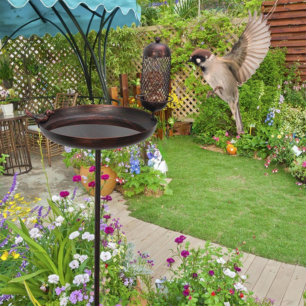 Bird Bath Birdfeeder SPA Decor Freestanding Iron Water Bowl Garden Birdbath Bird Feeder for Outside Yard Backyard Patio