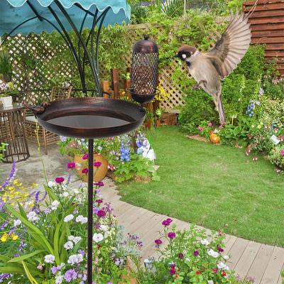 Bird Bath Birdfeeder SPA Decor Freestanding Iron Water Bowl Garden Birdbath Bird Feeder for Outside Yard Backyard Patio
