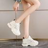 Fashion Women's Mixed Color High-heeled Sneakers Breathable Mesh Heightening Vulcanized Shoes Women's Lace-up Thick-soled Sneakers