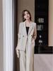 Women's Spring & Autumn Influencer Black Suit: Elegant Goddess Style High-End Professional Blazer Two-Piece Set