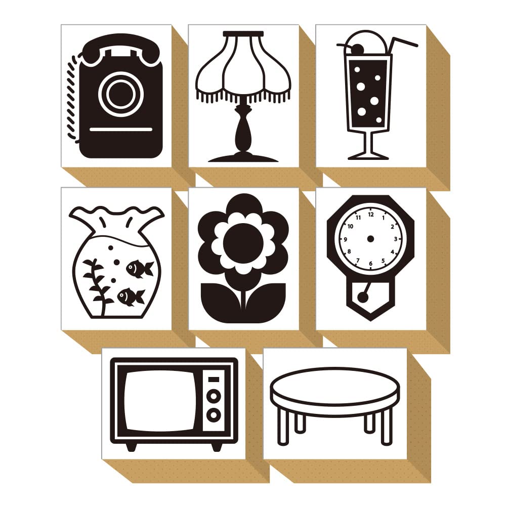 

Cute Showa Retro Stamp Set with Wooden Rubber Perfect for Letter Sticky and A great Made in Japan Stamps, Diary, Cards, Paper, Notes, Stationery.