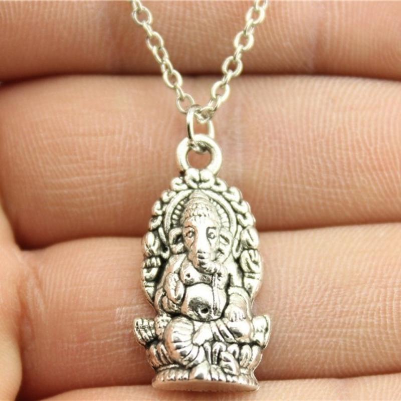 

1 шт. старинное серебро, старинная бронза цвет большое ожерелье слон, большой кулон Ганеша длинное ожерелье античный серебряного