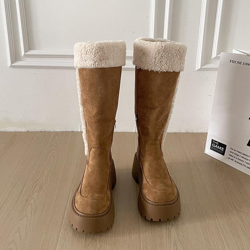 

Женские мягкие эластичные толстая подошва зимние высокие меховые теплые холодостойкие утепленные сноубутсы нескользящие износостойкие повседневные спортивные хлопковые ботинки 40 верблюд