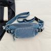 Denim Zipper Waist Packs 2026 Hot Selling Nyl Solid Color Neutral Style Casual Chest Bag Soft Versatile Simple Crossbody Bag