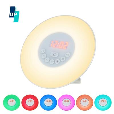 Wake Up Light Alarm Clock Sunrise/Sunset Simulation Digital Clock with FM Radio 7 Colors Light Nature Sounds Snooze Function Touch Control