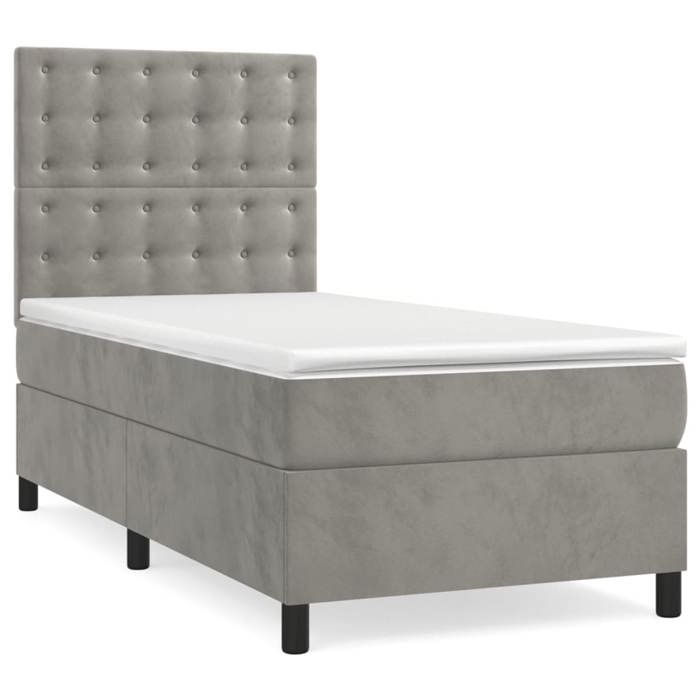 VidaXL Slat Bed Base with Mattress and LED, Upholstered Bed, Single Bed, Adult Bed for Indoor Bedroom, 3136329