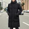 Winter Down Coat Hooded Thickened Solid Color Padded Cardigan Keep Warm Midi Length Zip Up Plus Size Men Winter Coat for Daily Wear