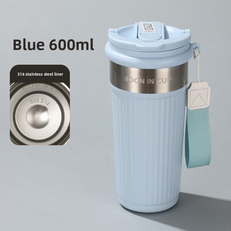 Modern Double Wall Insulated Coffee Mug With Straws For Home Office Use