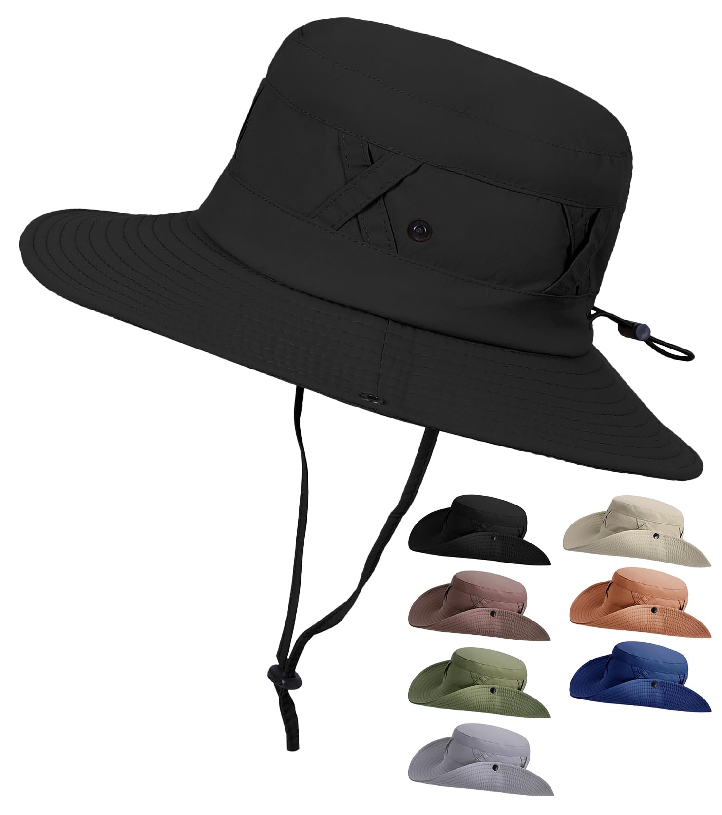 Safari UV Slimming Complete Sun Chin Adjustable Suitable for Washable Number [Lhyxuuk] Men s Hat, Protection, Breathable, Effect, Water-Repellent, чёрный