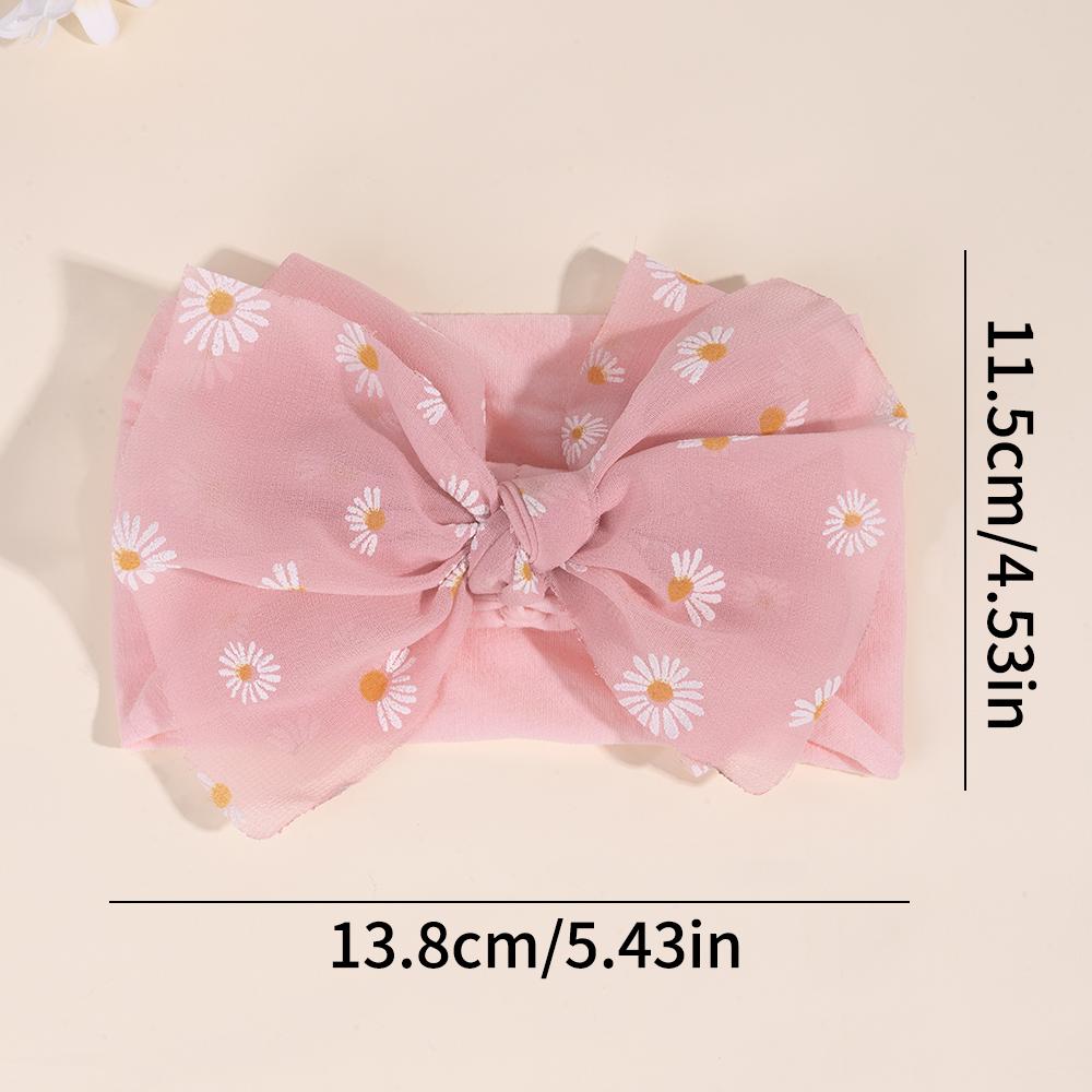 3Pcs Baby Wide Elastic Headband Infant Large Bow Head Band Flower Print Soft Stretchy Wide Hairband For Toddler Hair Accessories