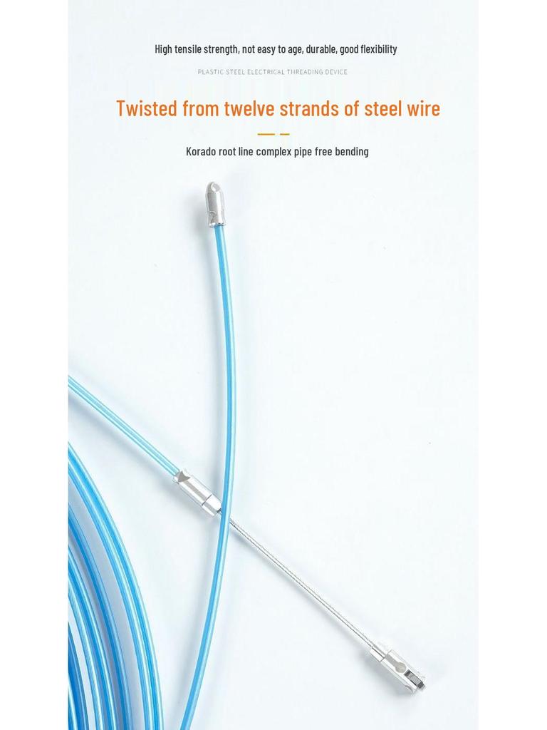 Electrician Pull Wire Threader with Roller Head for Concealed Wire Conduit