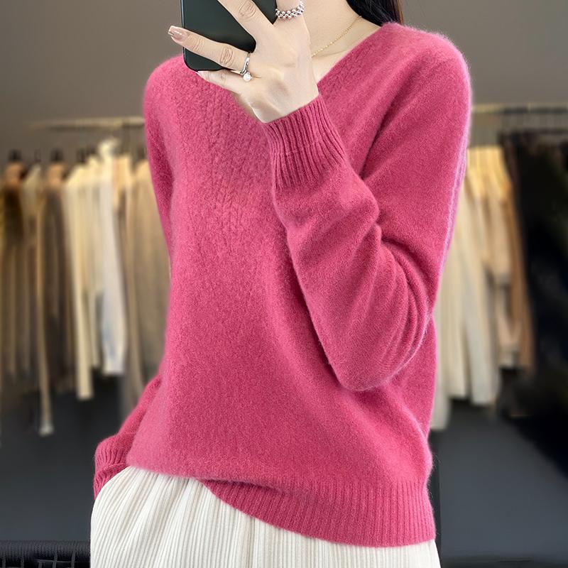 Dámský kašmírový svetr Qinghe kašmír 30% kašmír 70% vlna Dámský podzimní a zimní kašmírový svetr měkký a teplý