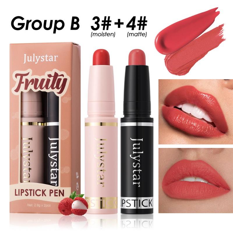 Fruit Flavor Moisturizing Beauty Gloss Lipstick Lasting waterproof Matte Mist Top Two lipstick