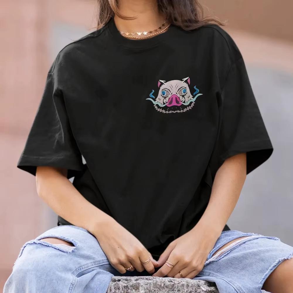 Demon Slayer Hashibira Inosuke Printing Men's and Women's Summer New Fashion Cotton Breathable Unisex Round Neck Anime T-Shirt