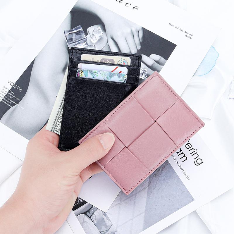 Leather Ultra-thin Small Change Purse Ins-style Exquisite Sheepskin Woven Card Bag Transformed Into Portable