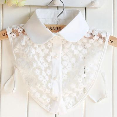 Spitze Blumenstickerei Falscher Kragen für Damen Hemd Abnehmbarer Kragen Revers Bluse Oberteil Damen Kleidung Pullover Deko