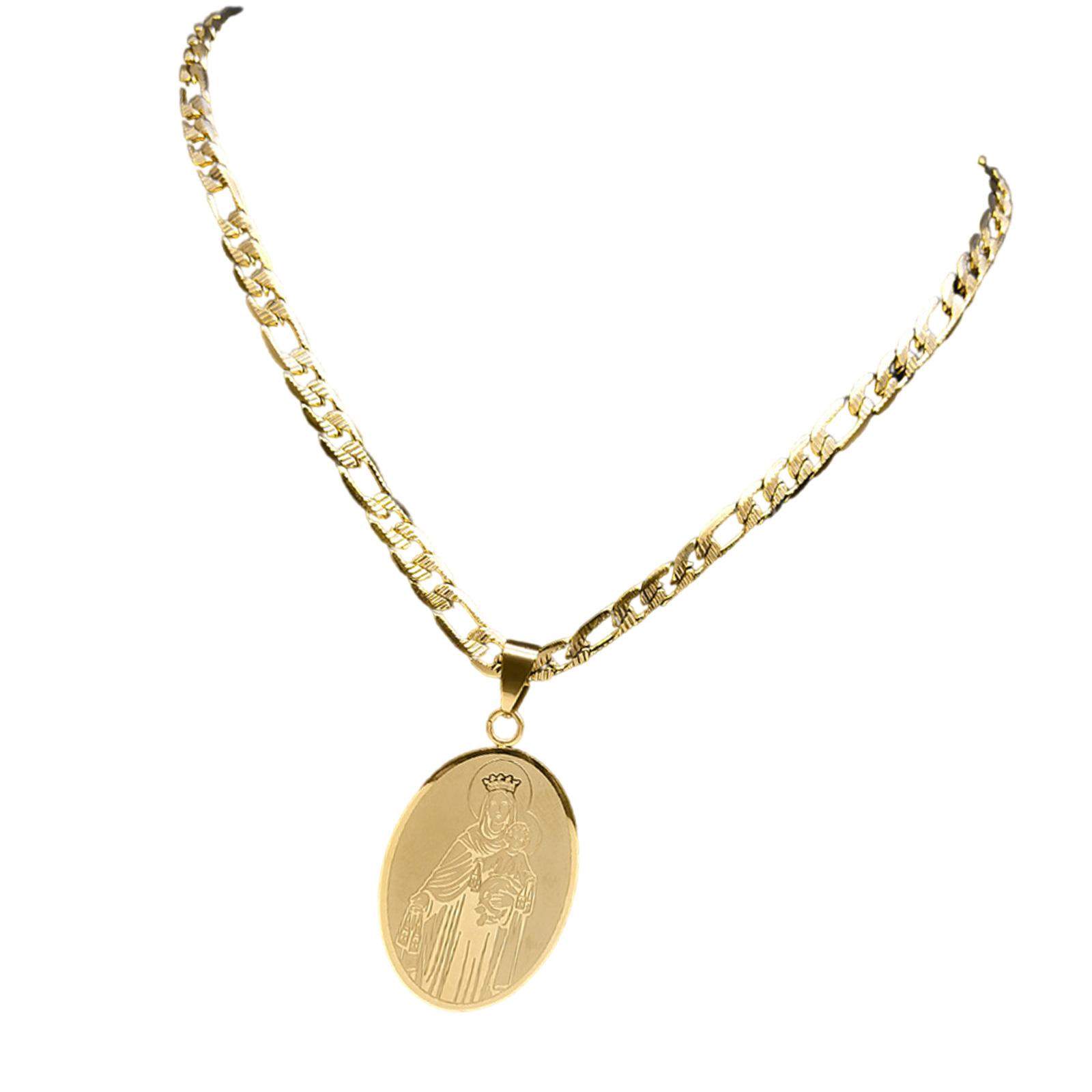 

Овальное ожерелье-подвеска для женщин и мужчин, позолоченная нержавеющая сталь, цепочка для ключицы, регулируемая цепочка для шеи, католические украшения