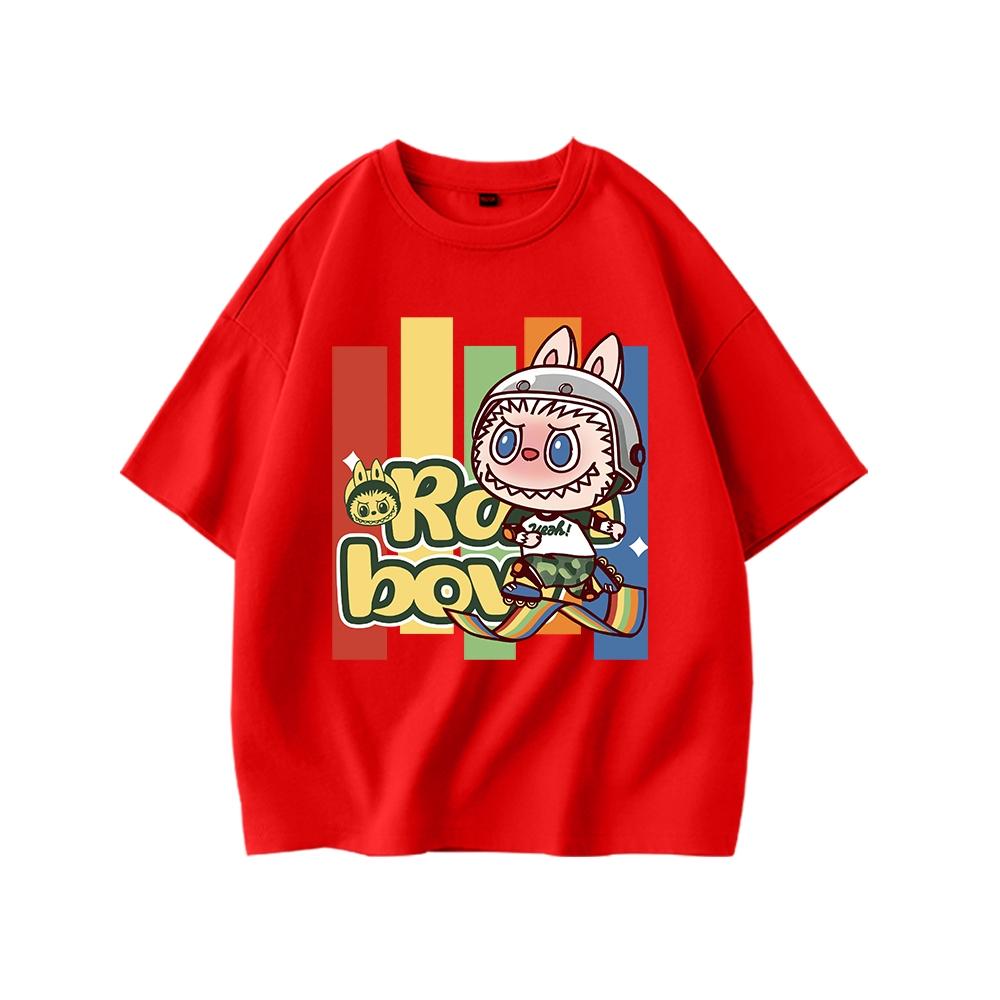 LABUBU Children's T-shirt, Girls' Fashionable Round Neck Short Sleeved Shirt, Multiple Color Options for Tops