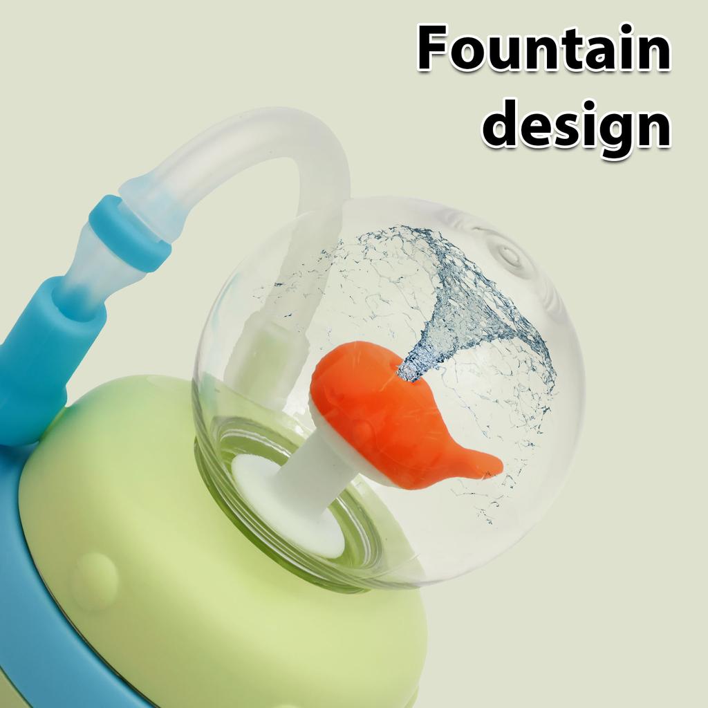 710ml Insulated Mug with Straw Large Capacity Vacuum Tumbler Stainless Steel Water Bottle Whale Fountain Style Thermal Mugs